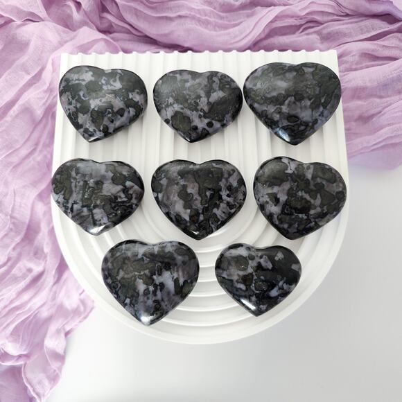 Indigo Gabbro Merlinite Heart Crystal Carving Intuition Crystals - Picture 1 of 8